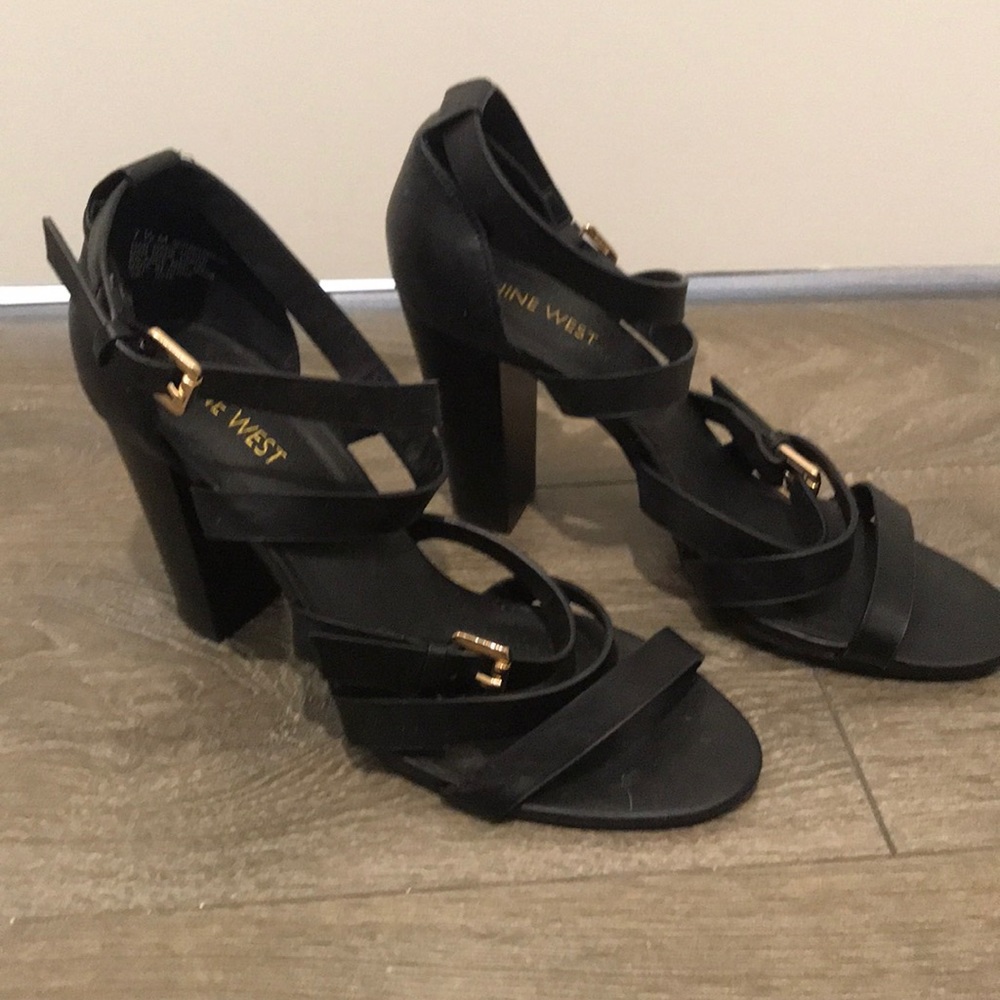 Nine West Black Strap Heels Size 7.5